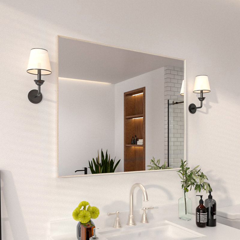 1.3" Thick Rectangle Metal Framed Bathroom Vanity Mirror, Decorative Mirror Wall Mirror with Tempered Glass, 30" x 36"