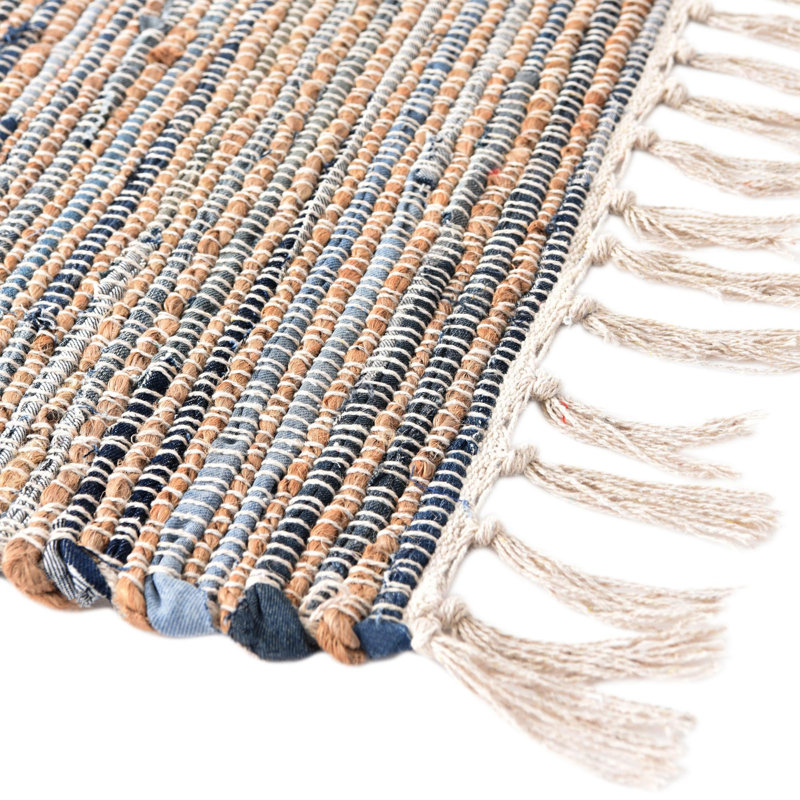 Holly-Rose Cotton Striped Indoor Rug, Table Runner 1'2" x 6'1"