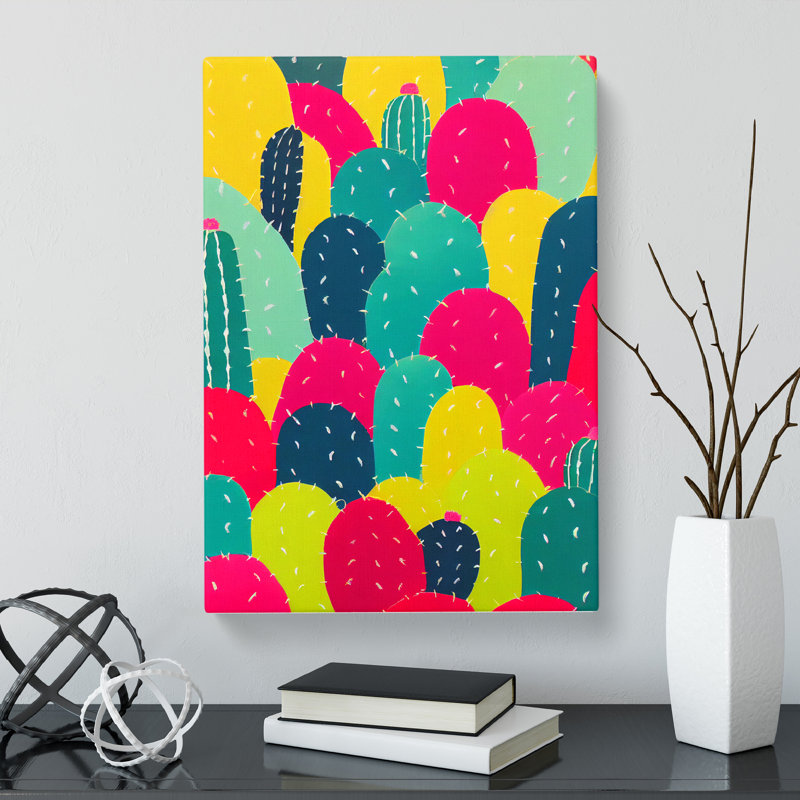 Cactus Cacti Decoupage - Wrapped Canvas, 50cm H x 35cm W x 3cm D