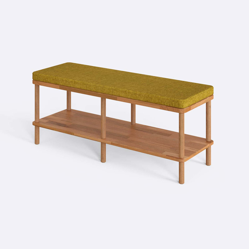 Queens Dining Bench, Solid Beech Wood Linen Bench for Kitchen and Entryway, 17.4'' H x 47.2'' W x 15'' D