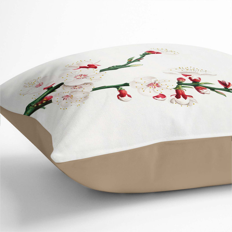 Floral Square Throw Cushion, 40cm H x 40cm W x 15cm D, Stone