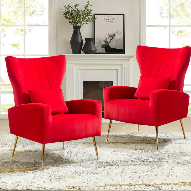 Upholstered velvet armchair, Rouge