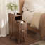 Table de chevet étroite cannelée 7,9 po, table de bout mince avec 2 tiroirs, table de chevet moderne, table de chevet pour chambre à coucher, petit espace-124901571-124901574