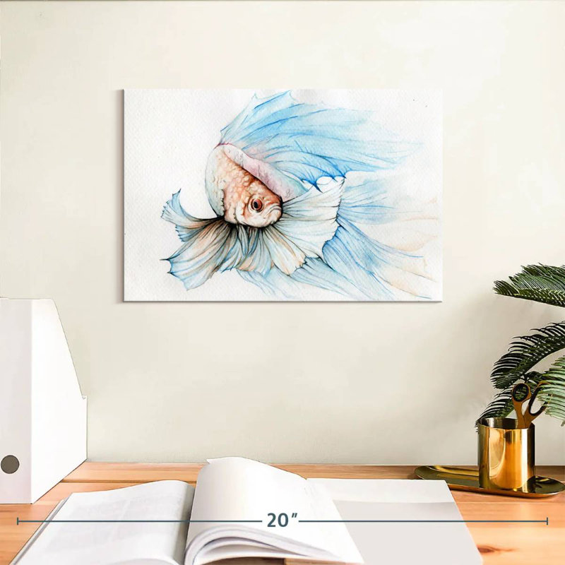 Poisson Betta bleu Brampt, H 8 po x l 12 po