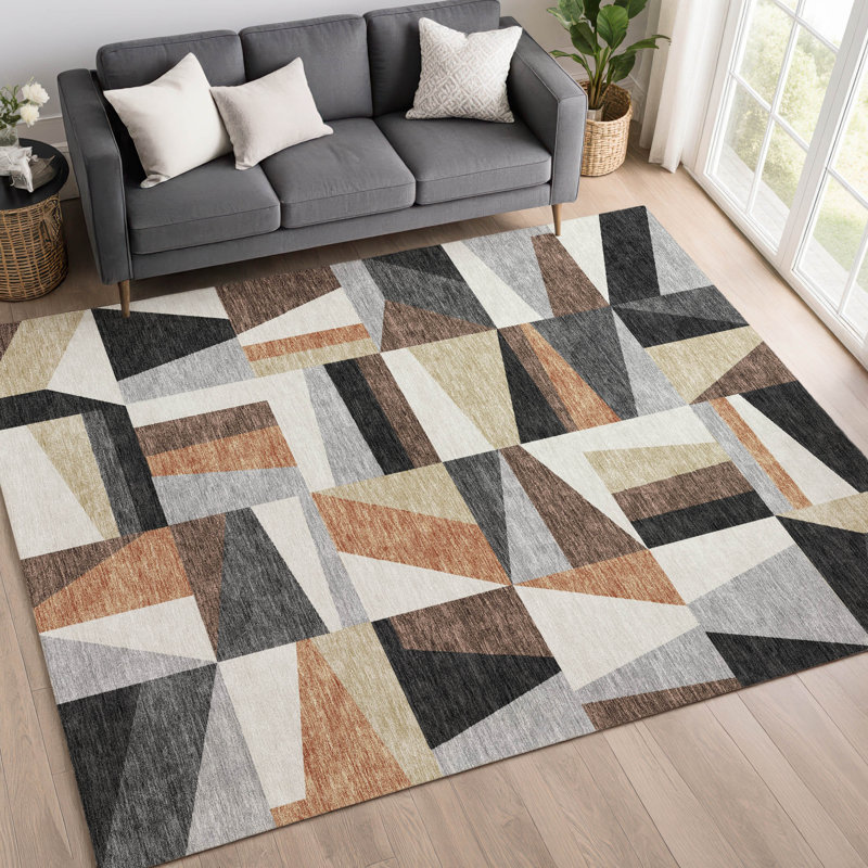 Tapis géométrique intérieur / extérieur lavable à la machine Chantille ACN2327, Rectangle 10 pi x 14 pi