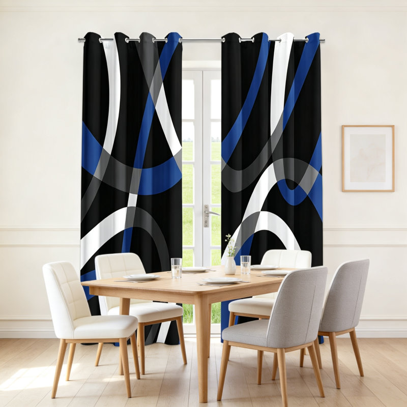 Black Blue Blackout Curtains 52x84 Inch Grommet 2 Panels