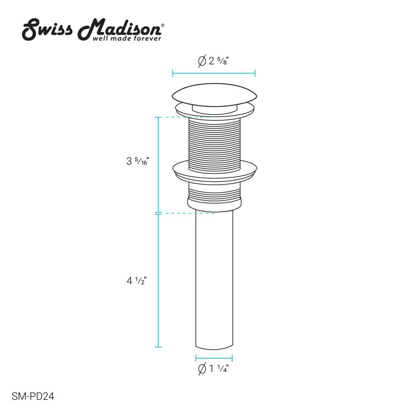 Swiss Madison Ceramic Pop-up Bathroom Sink Drain, White