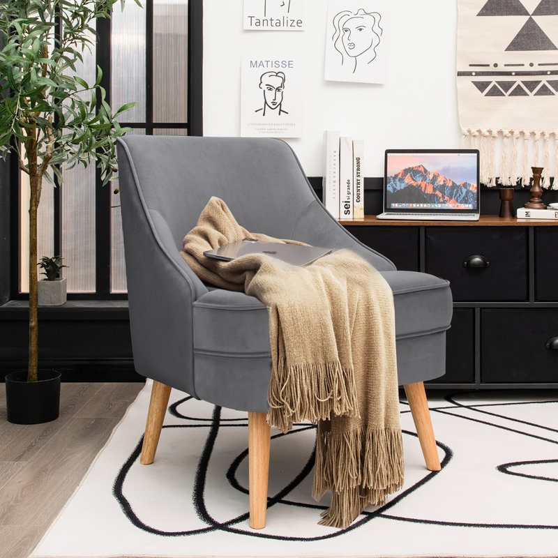 Analice Velvet Side Chair, Gray Velvet