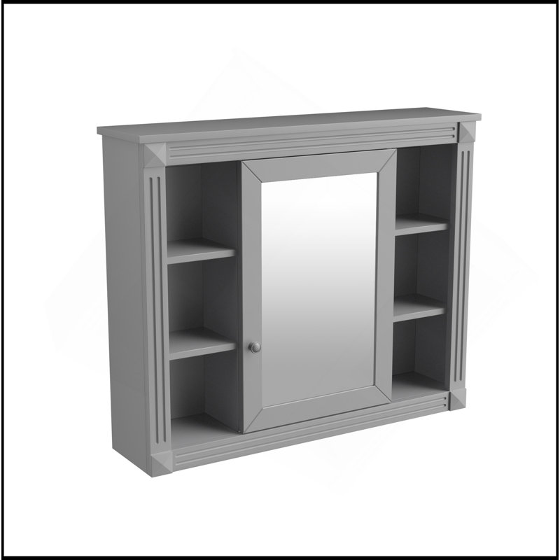 Armoire de rangement murale moderne pour salle de bain 35 po x 28 po, armoire à pharmacie, armoire murale moderne avec miroir, armoire à miroir avec 6 tablettes ouvertes (meuble-lavabo non inclus)