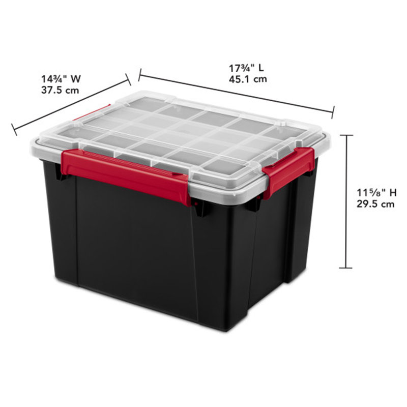 Sterilite 8.5 Gal Gasket Box, Stackable Storage Container w/ Lid, Black, 8 Pack