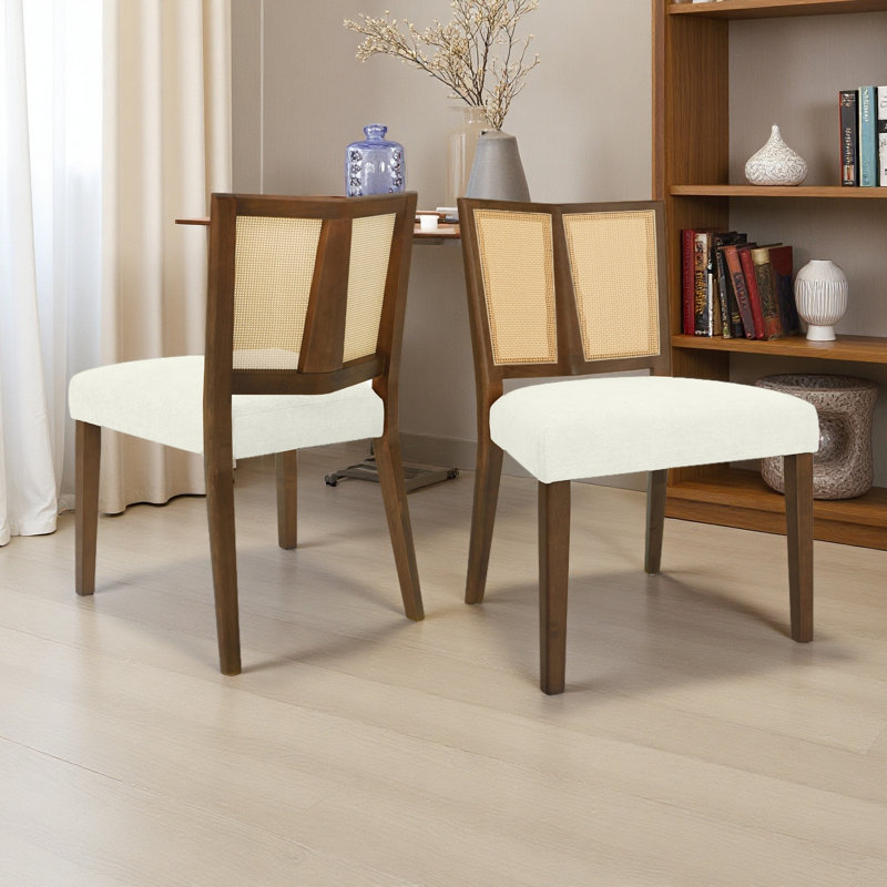 Ensemble de 2 chaises en rotin, Noyer, Beige