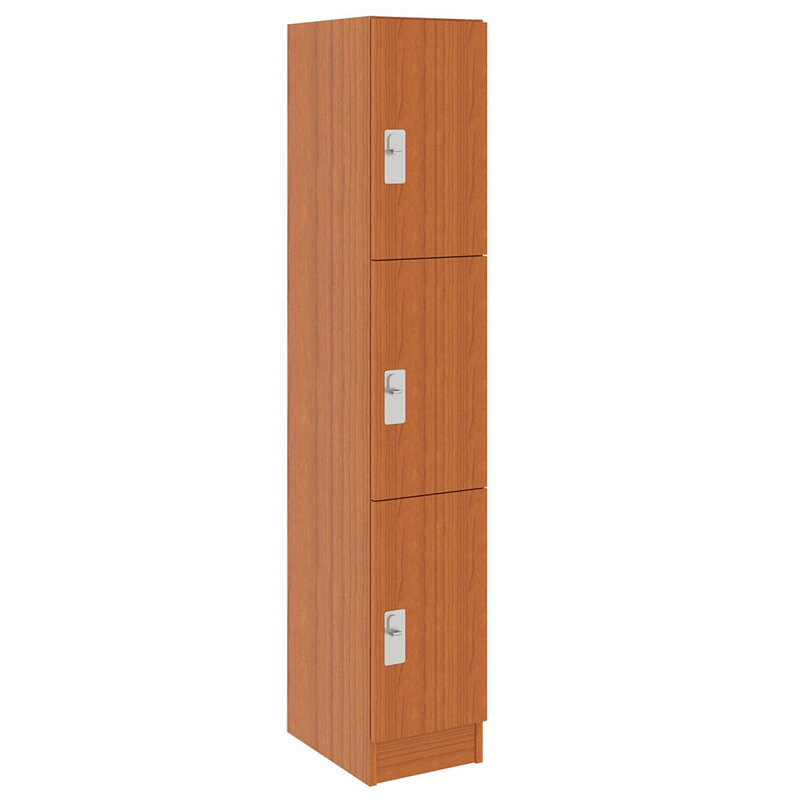 Armoire de salle de classe simple à trois compartiments avec porte, Cerisier