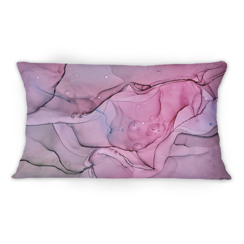 Coussin décoratif en marbre rose et mauve 12 po x 20 po