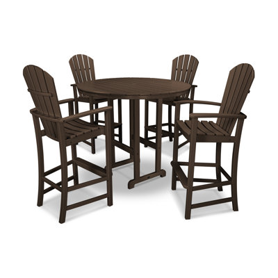 POLYWOOD Palm Coast 5-Piece Round Farmhouse Bar Set