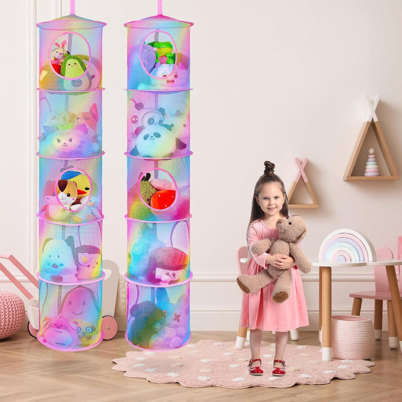 Basumee Stuffed Animals Net Or Hammock 2 Pcs Stuffed Animals Storage Toy Net Hammock For Stuffed Animals Organizer Mesh Hammock Kids Girls Room Decor