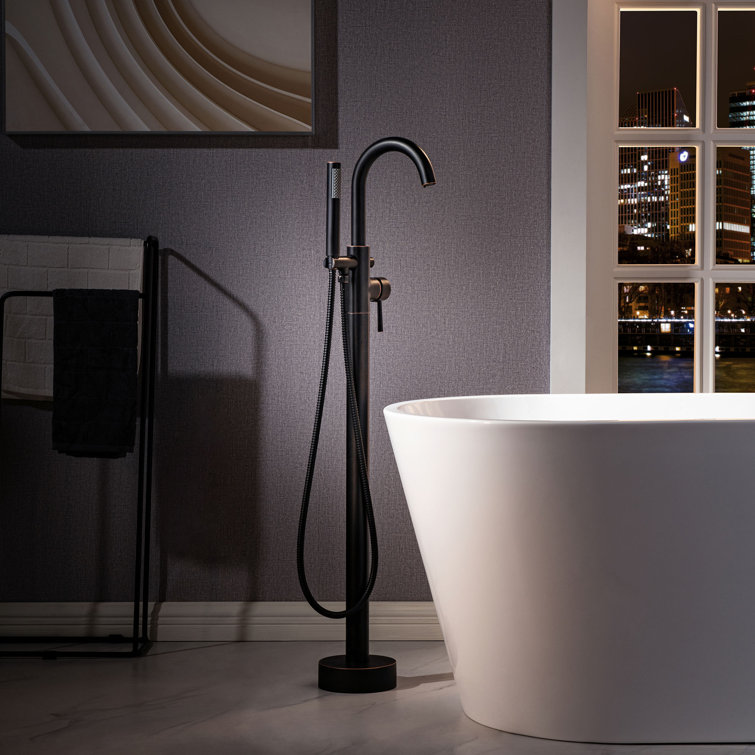 Single Handle Floor Mounted Freestanding Tub Faucet with Handshower