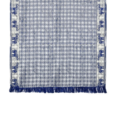 Thai Elephant Argyle Pattern Blue Rectangle Table Cloth