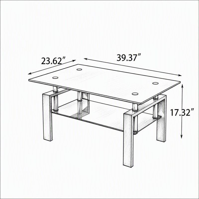 Table basse en verre trempé noir