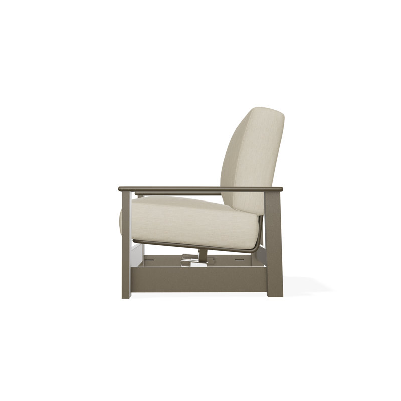 Leeward Marine Grade Polymer Deep Seating Cushion Arm Chair with Hidden Motion, Beachwood, Huskie