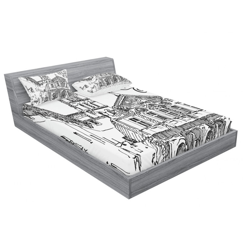 Ensemble de draps célèbre cityscape of rome, Ensemble de drap pour grand lit avec drap-housse