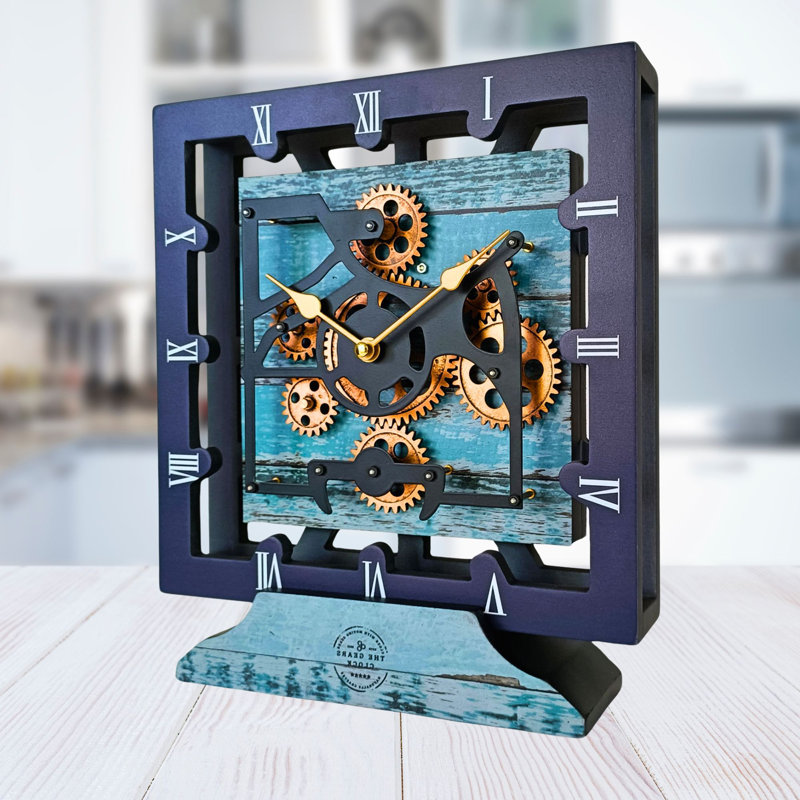 Solid Wood Wall Clock, Aqua/Green