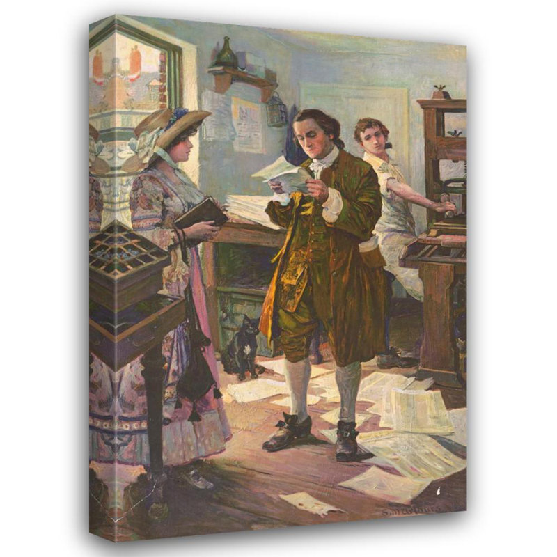 «Benjamin Franklin, Imprimeur, Philadelphie» par S.M. Arthurs - Art mural sur toile tendue avec châssis, H 18 po x l 14 po