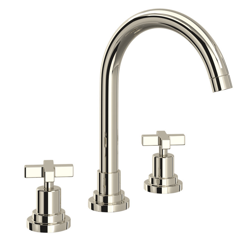 Lombardia® Widespread Bathroom Faucet with Drain Assembly, Cross Handle, Polished Nickel