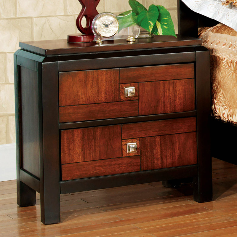 Flanning 24'' W Solid Wood Nightstand, Multicolor