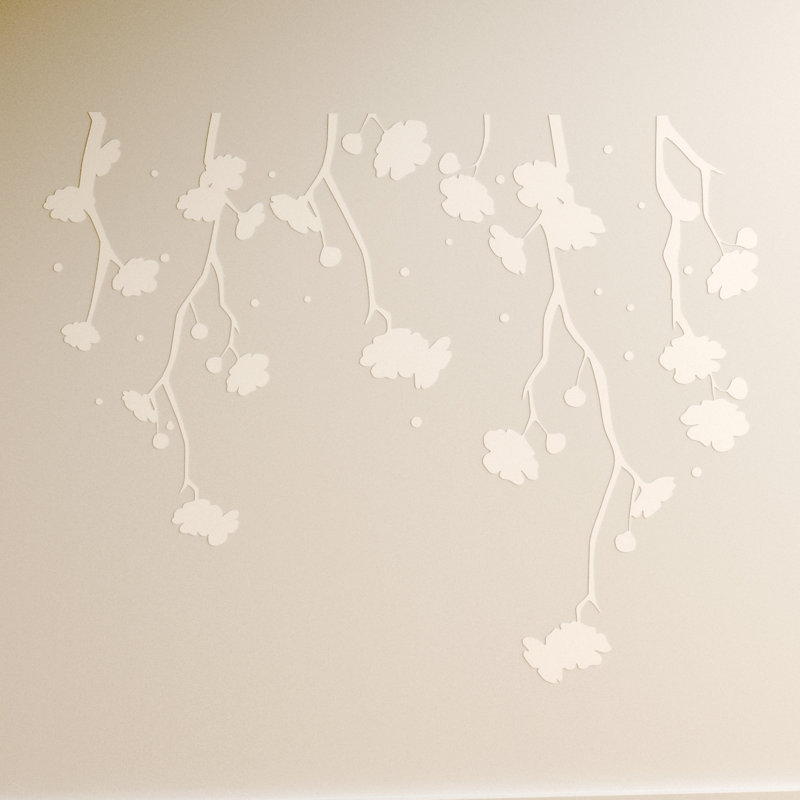 Décalcomanie murale Fleurs suspendues, Blanc