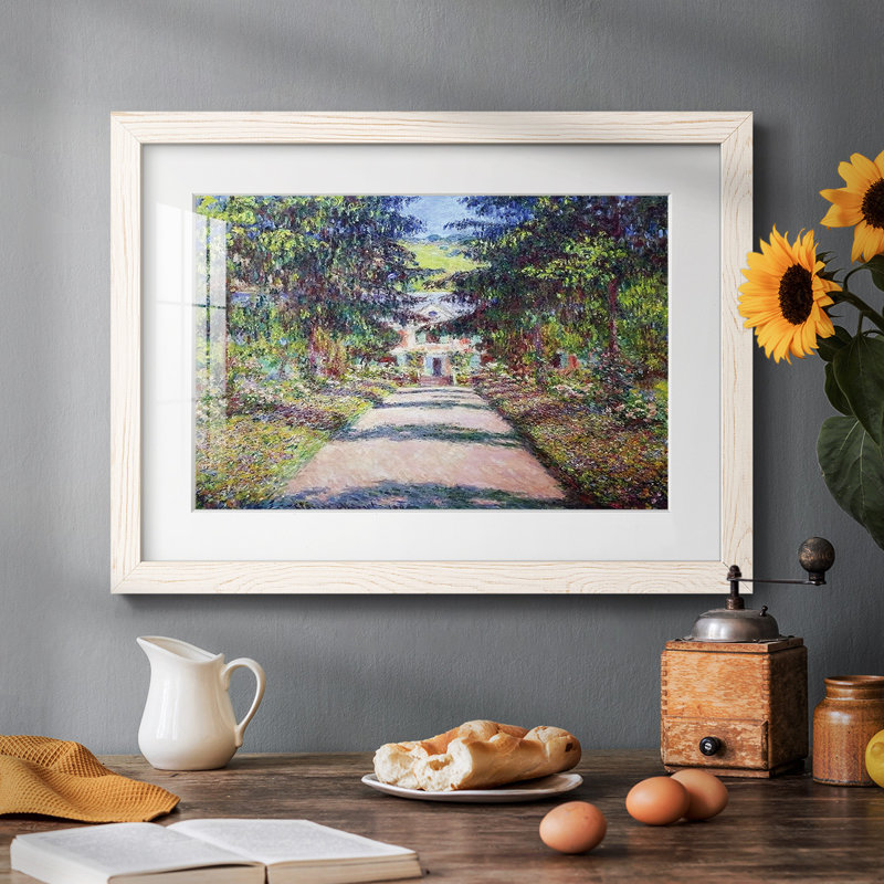 Sentier dans le jardin de Monet à Giverny, 1900, H 18 po x l 26 po x P 1,5 po, Blanc