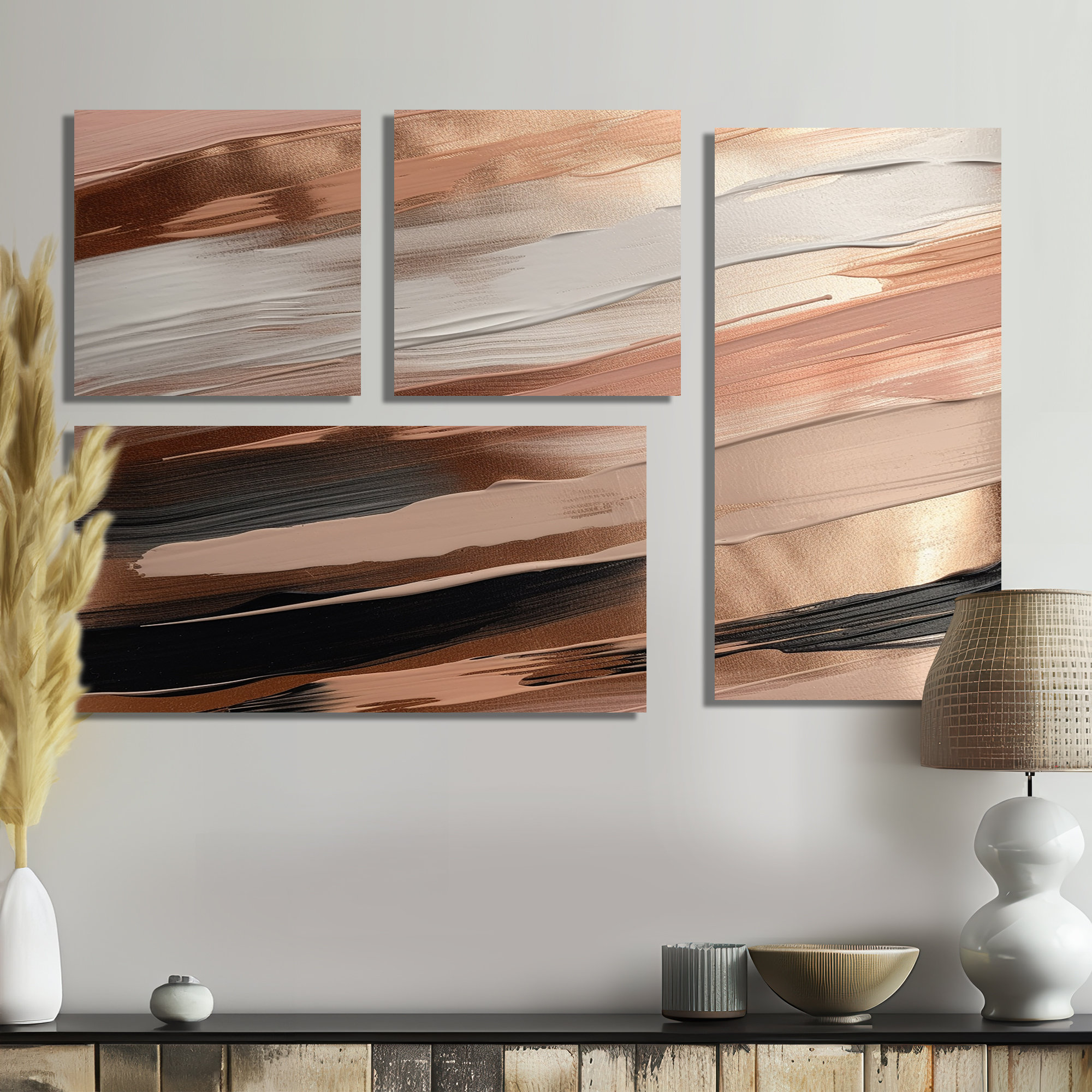 Ivy Bronx Rosegold And Pink Forms In Contemporary II - Abstract Wall ...