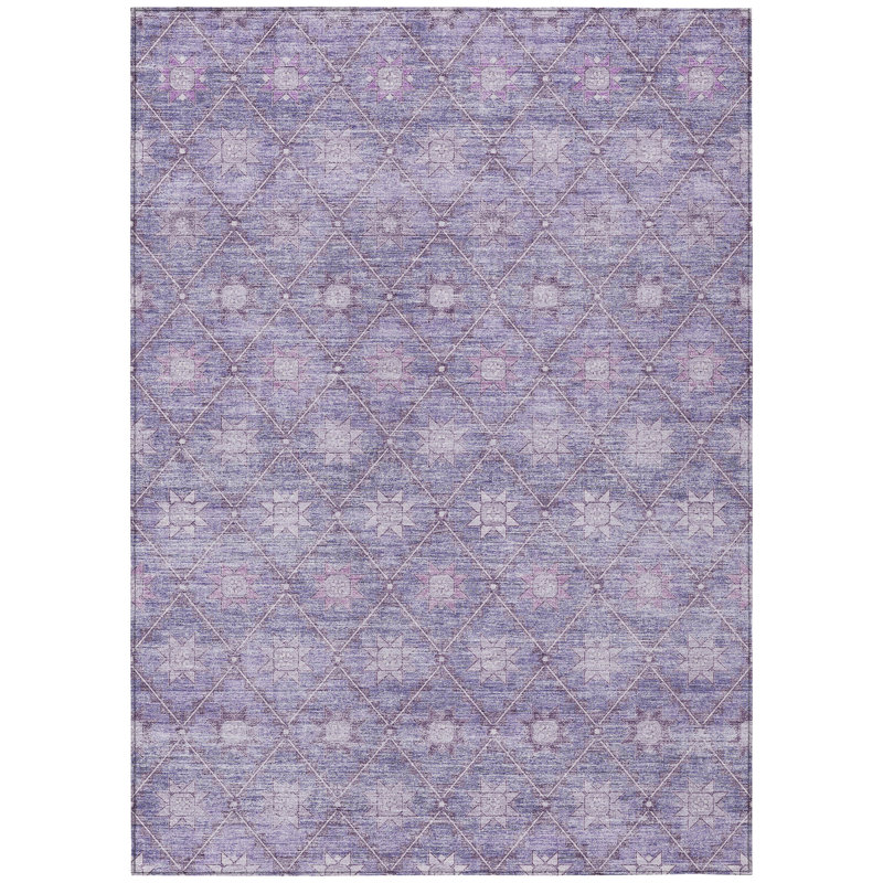 Machine Washable Indoor/Outdoor Xhevrie Purple Rug, Rectangle 8' x 10'