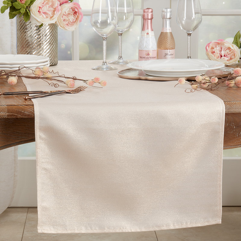 Runner_Table Runner With Shimmering Design, Rose Gold, 90" x 18"