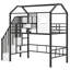 Lit mezzanine en métal avec toit et boîte de rangement, simple-1216639111