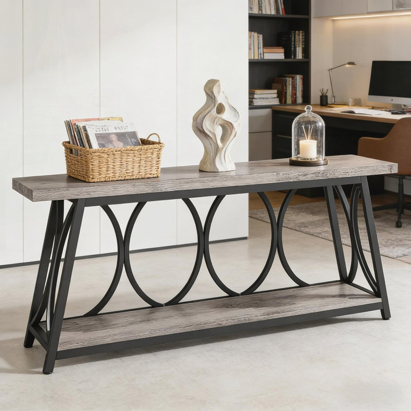Table de couloir moderne à 2 niveaux, console rétro, canapé robuste, table d'appoint