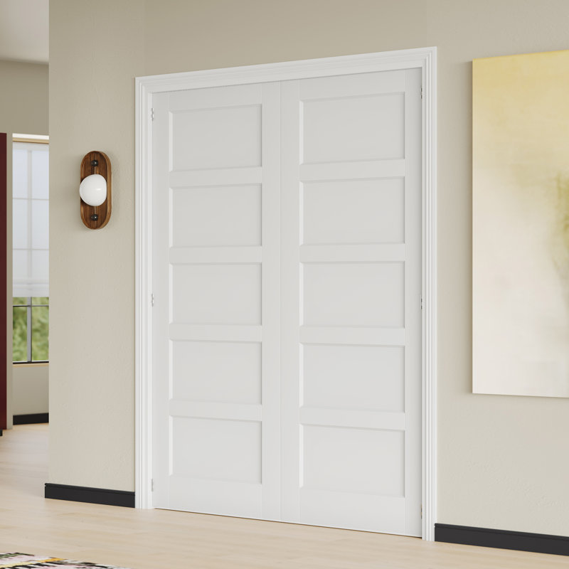 Intérieur double porte de garde-manger de style shaker à 5 lumières, 56 po x 80 po