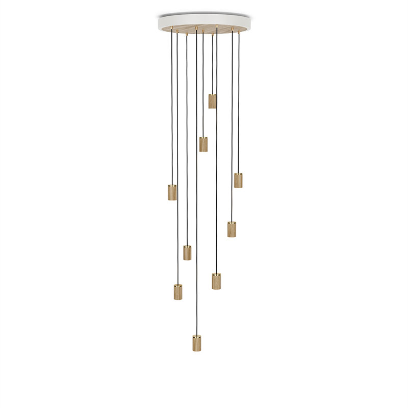 1 - Light Cluster Pendant, White/Oak