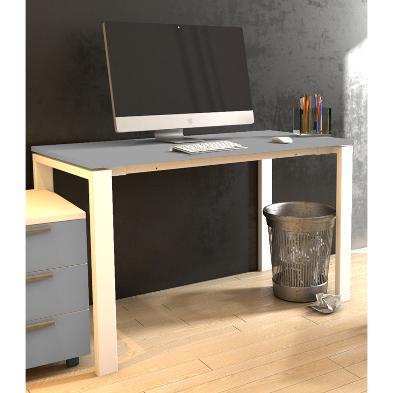 Favela Metal Base Writing Desk, Anthracite/White, 75cm H x 160cm W x 80cm D
