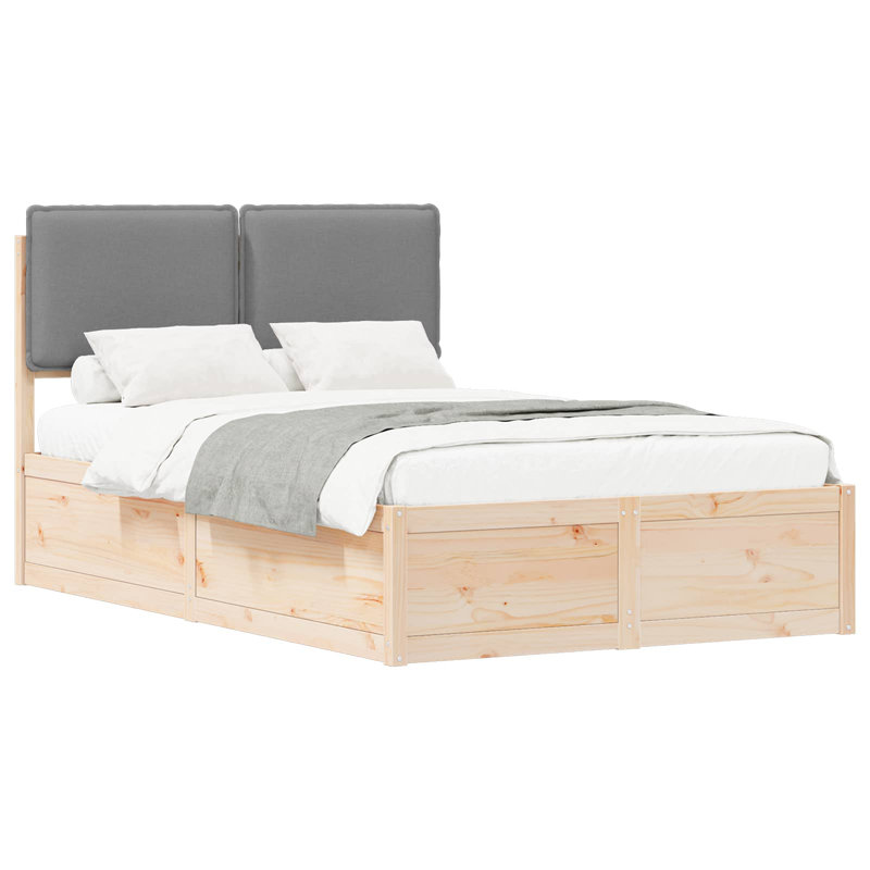 Solid Wood Bed, Small Double (4'), Grey/Natural