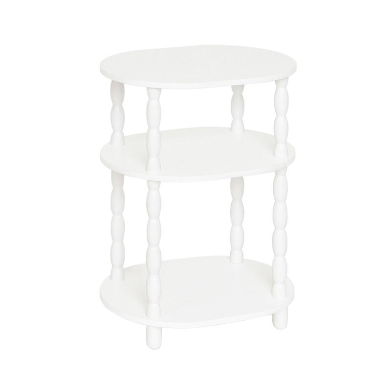 3-Tier Small Oval End Table for Small Spaces, White
