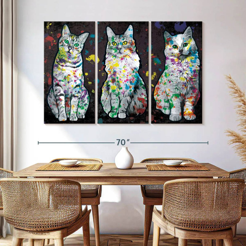 Peinture pour chat Curious Cats, H 48 po x l 74 po