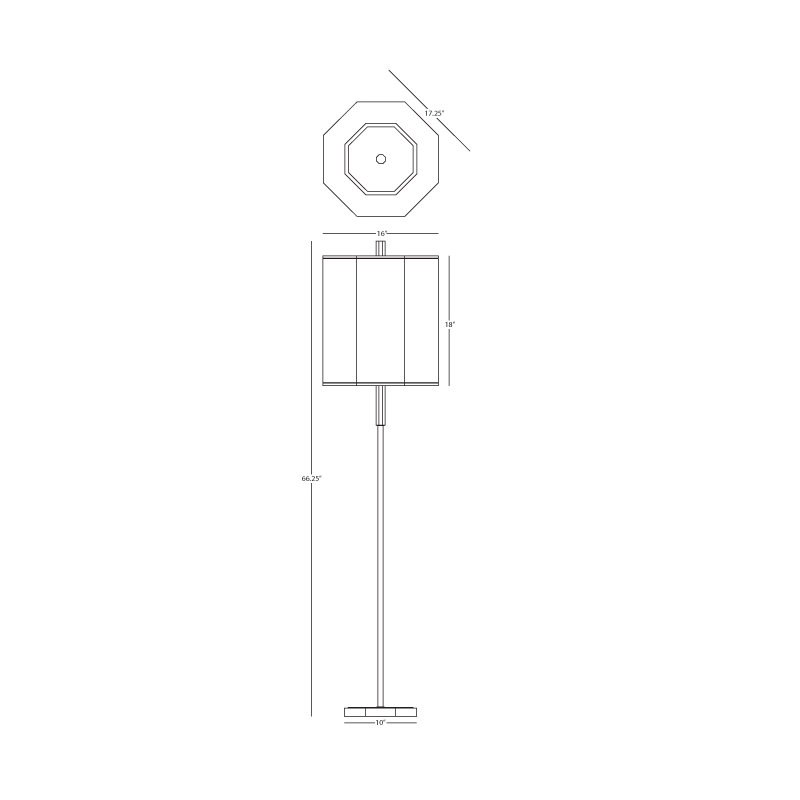 Lampe sur pied 66 po Kate, Nickel poli