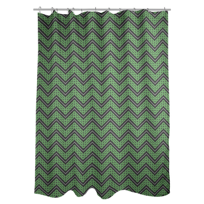 Rideau de douche simple à chevrons à la main classic, Vert / Noir