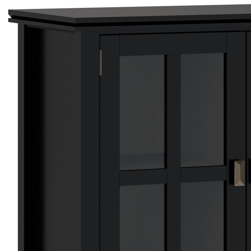 Black Solid Wood 66'' Traditional Sideboard with Adjustable Shelving
