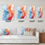 Horloge murale contemporaine à vagues abstraites orange et bleu I-99636164