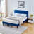 Full Platform Bed Frame with Velvet Upholstered Headboard and Wooden Slats Support, Mattress Foundation/No Box Spring Needed-950660877-950660876