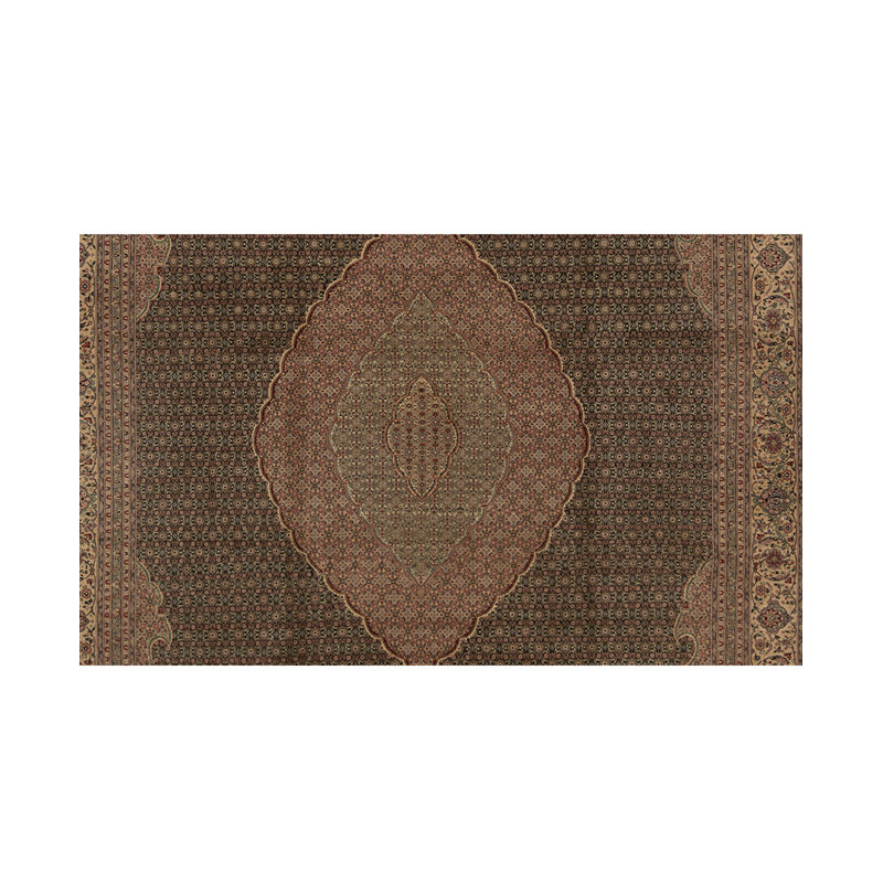 Hand-Knotted High-Quality Red and Green Area Rug