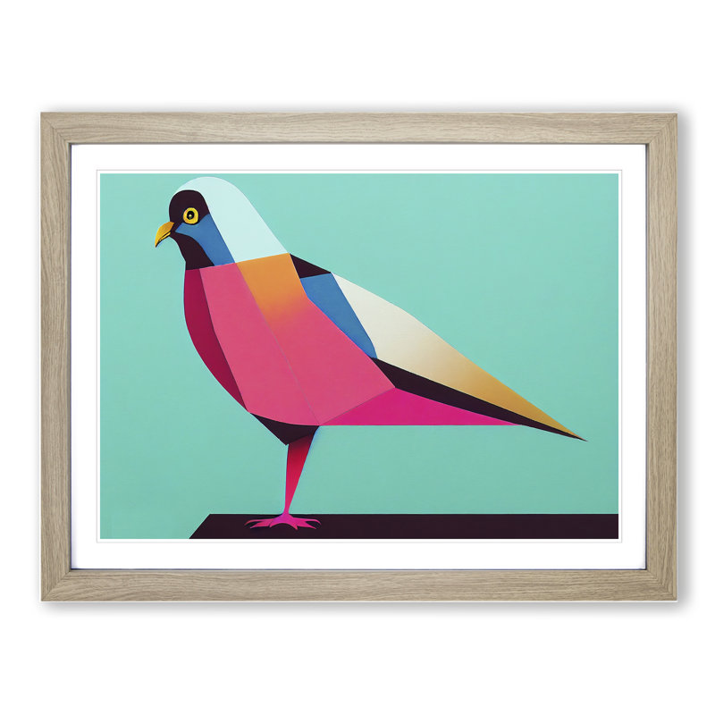 Abstract Pigeon Bird Vol.2 - Framed Print, 25cm H x 34cm W x 2cm D, Oak