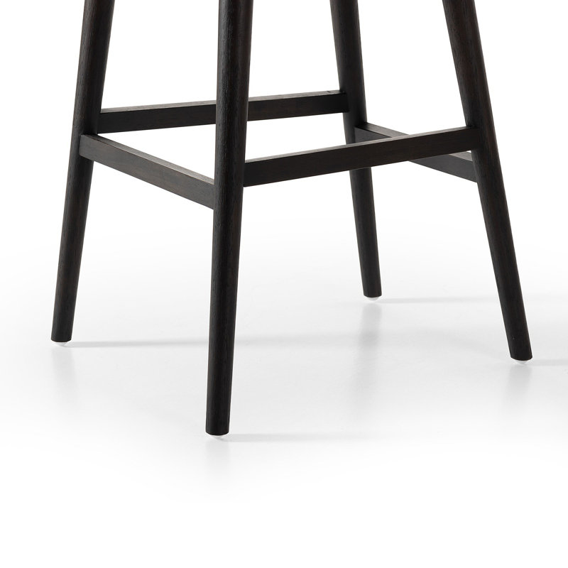 Natural Wood Swivel Counter Stool with Upholstered Seat