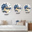 Horloge murale moderne bleu foncé et doré-60187145